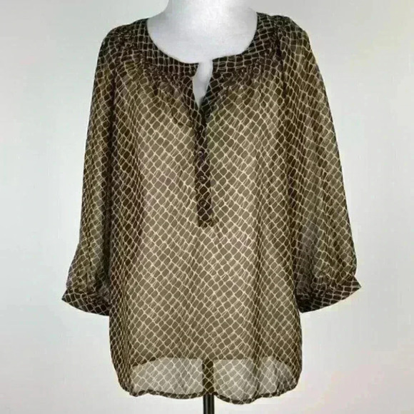 DMBM top sz M tortoise print lightweight pop over - Picture 1 of 7